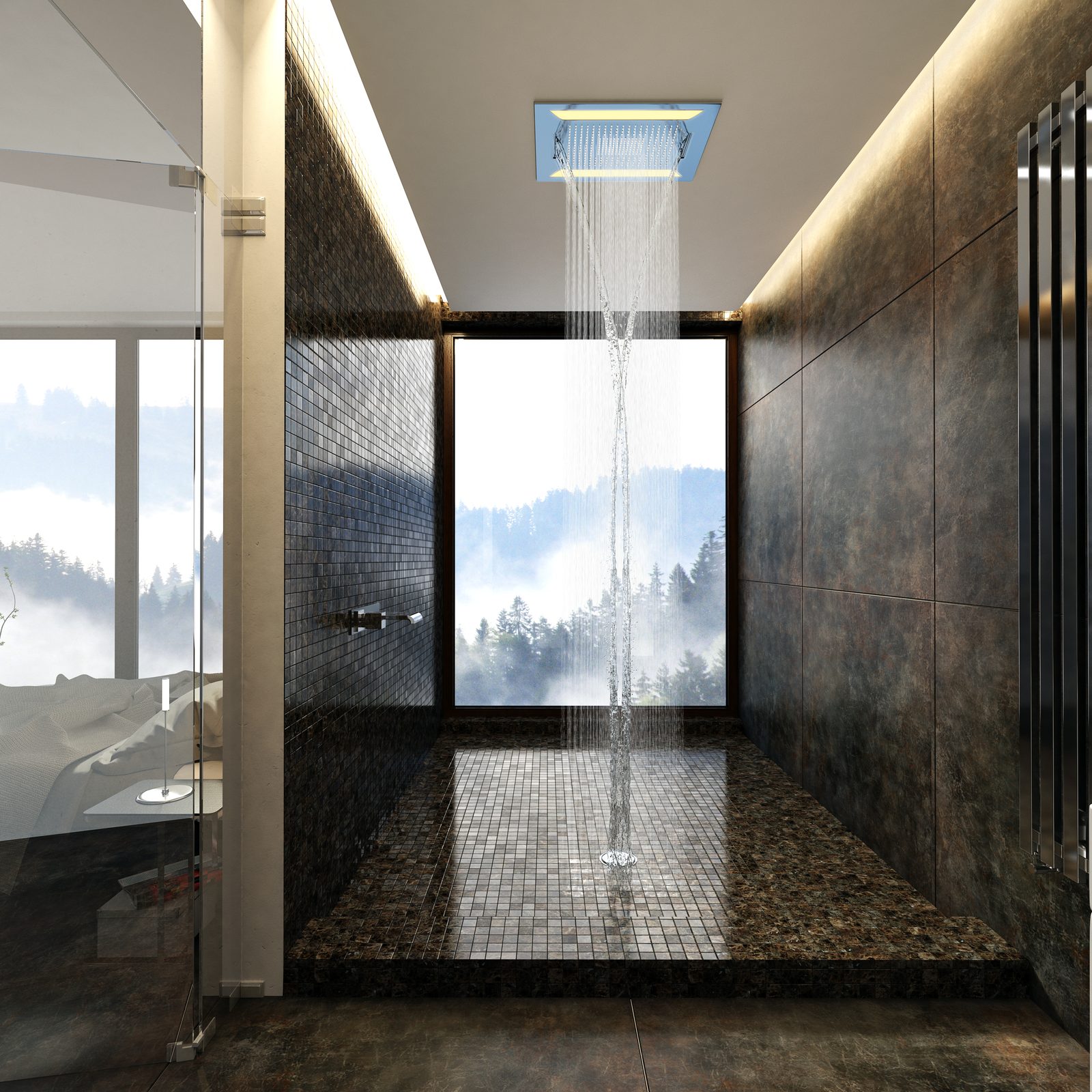 Auriga waterfall shower in a luxury bathroom