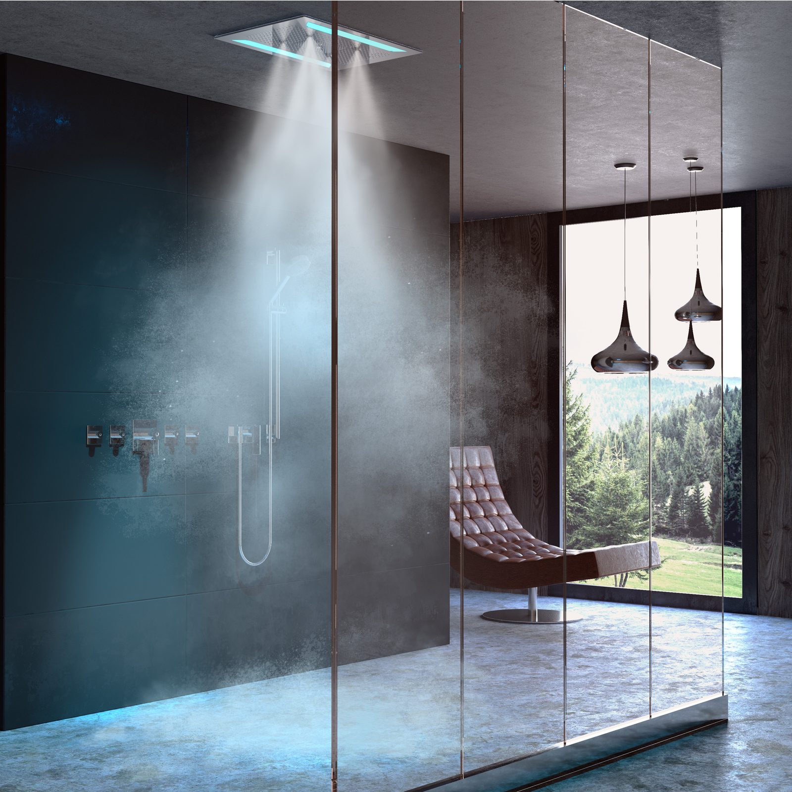 Auriga mist shower in a modern bathroom